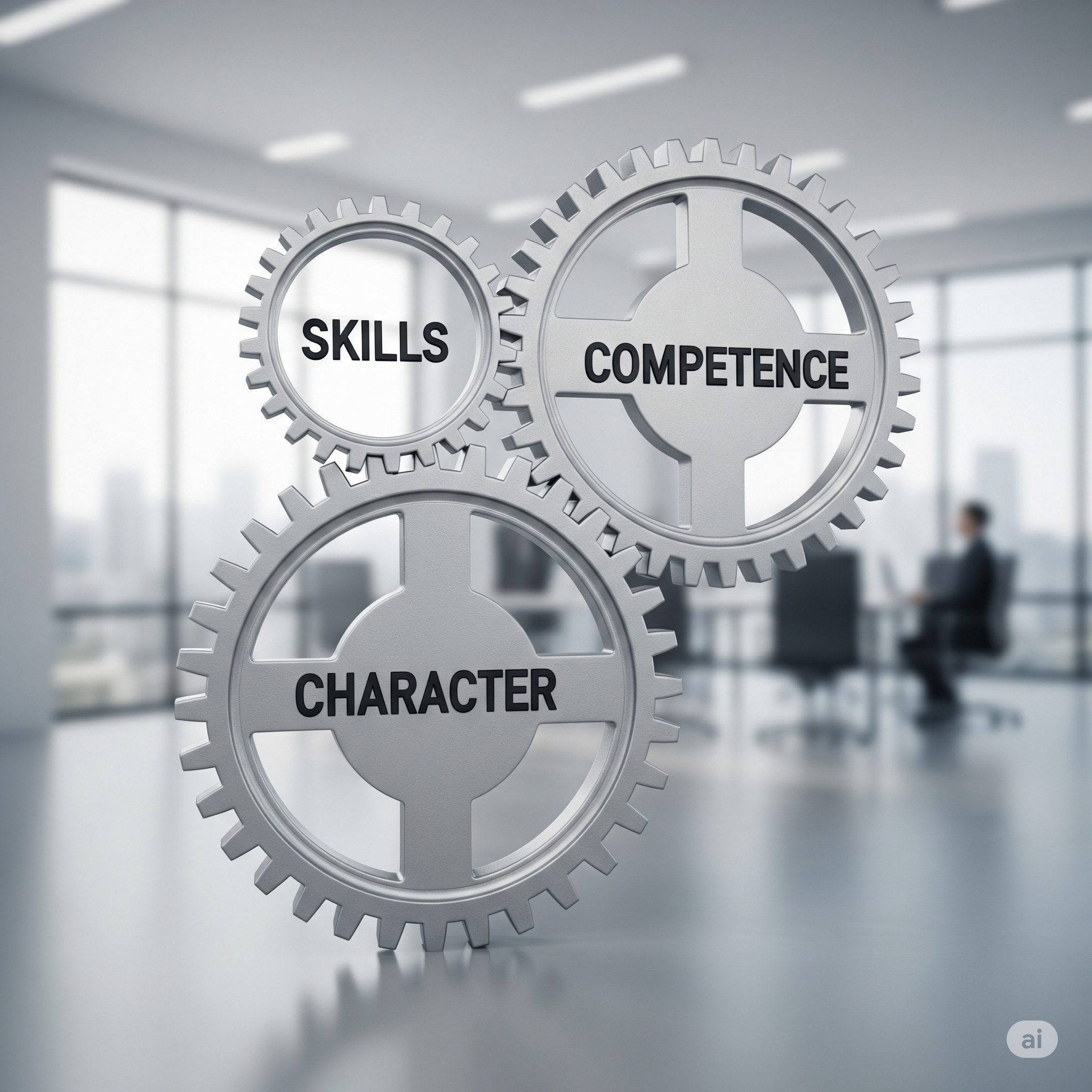 Icons representing various professional skills and competence needed for career growth