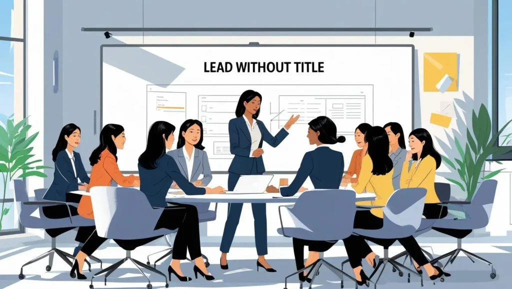 A picture showing a peer exhibiting leadership behavior to lead with a title.