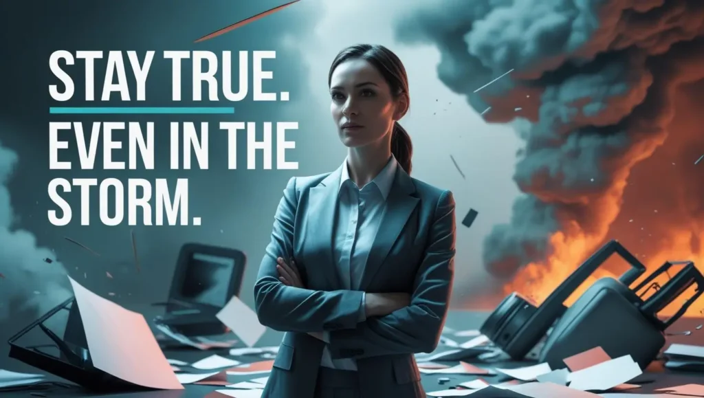 Stand tall in chaos. Stay true to your values — even in the storm of workplace politics and ego traps.